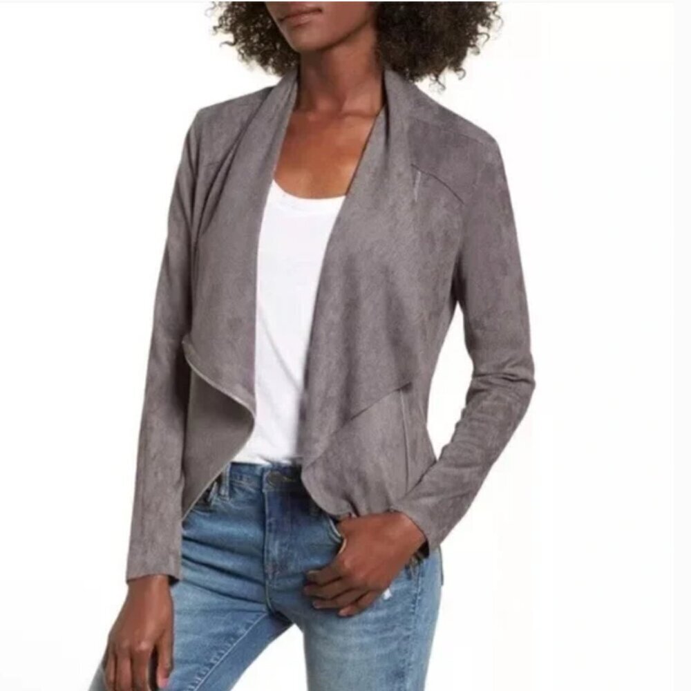 Blank Nyc Women's Size Small Faux Suede Drape Front Jacket Moto Asymmetric Zip